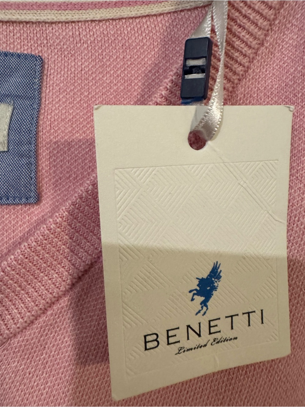 Benetti Gale V-Neck Sweater Men’s 2XL Pink 100% Cotton NWT Smart Casual - Picture 8 of 8